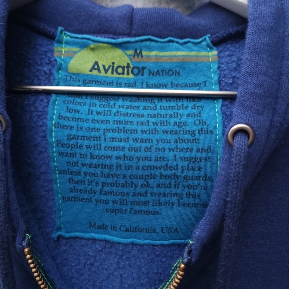 Aviator Nation Rainbow Rib Zip Up Hoodie in Navy - Picture 5 of 8